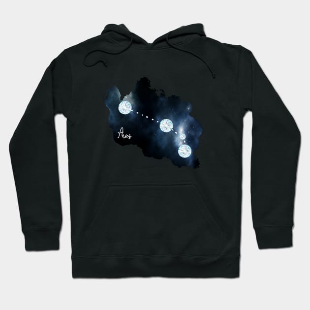 Aries Constellation in Diamonds - Star Signs and Birth Stones Hoodie by annaleebeer